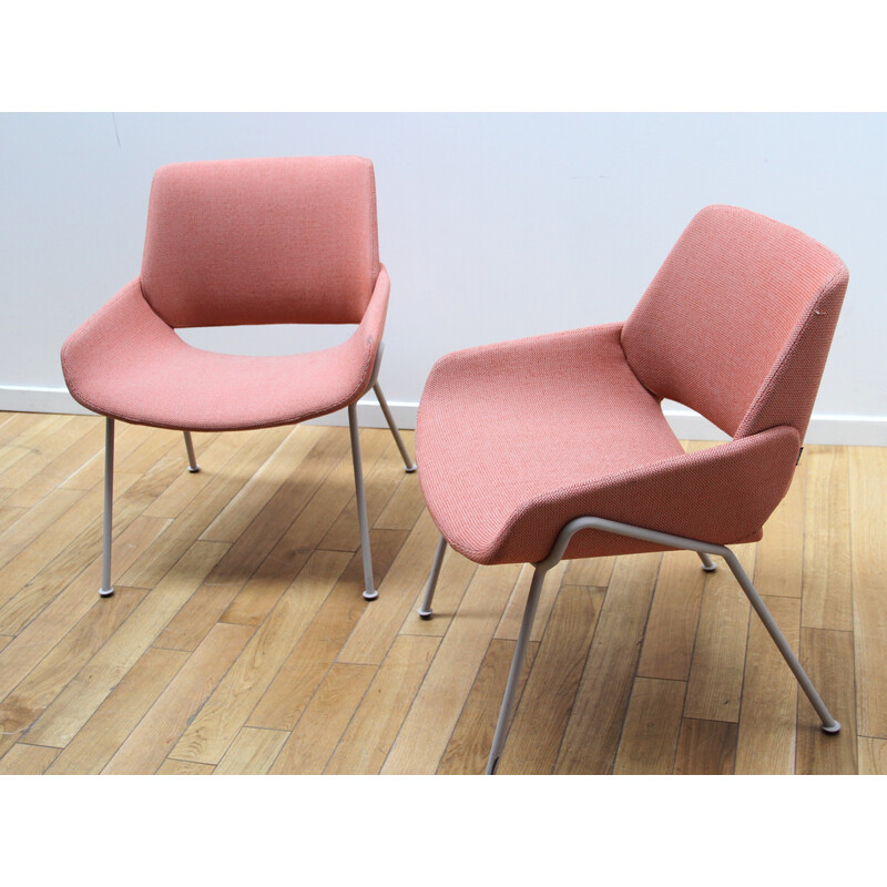 Monk vintage armchairs in stained metal and fabric for Prostoria