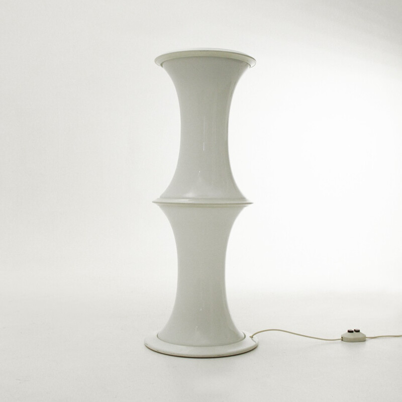 White floor lamp in glass and opaline by Enrico Tronconi for Vistosi - 1970s