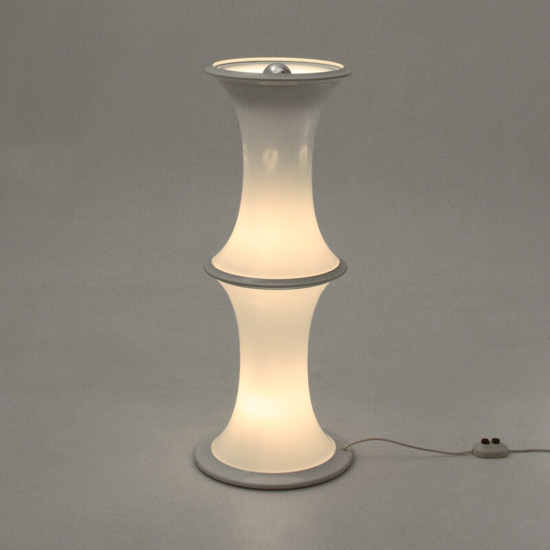 White floor lamp in glass and opaline by Enrico Tronconi for Vistosi - 1970s