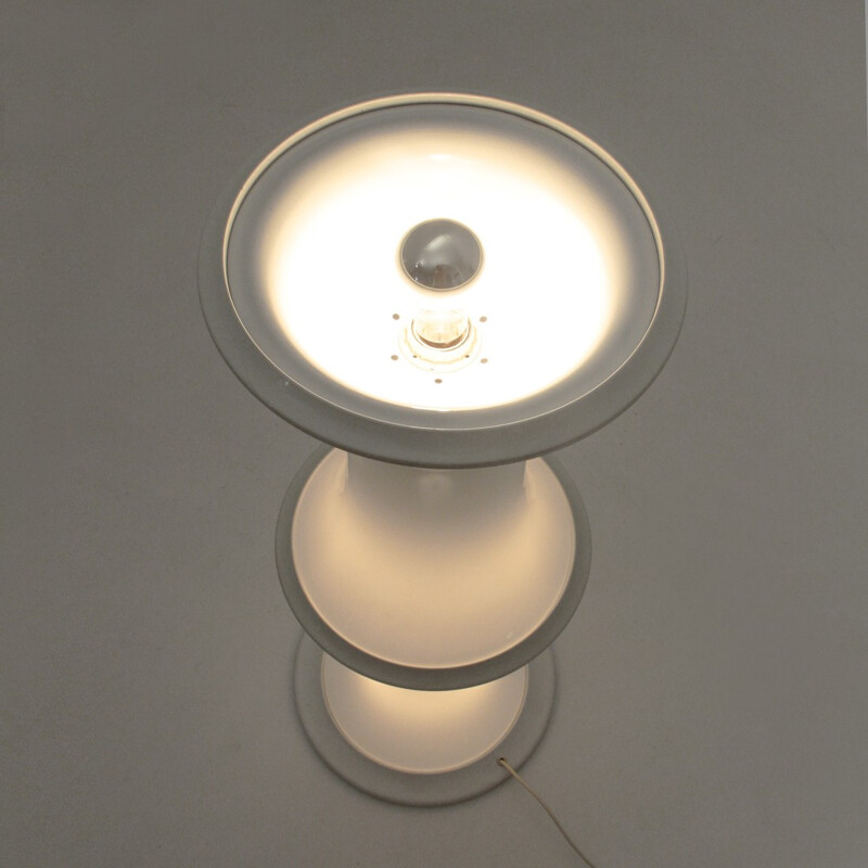 White floor lamp in glass and opaline by Enrico Tronconi for Vistosi - 1970s
