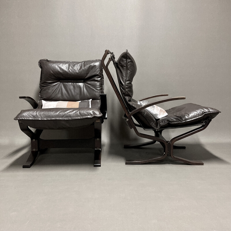 Pair of vintage leather armchairs, 1950