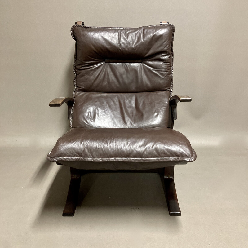 Set of 3 vintage leather armchairs, 1950