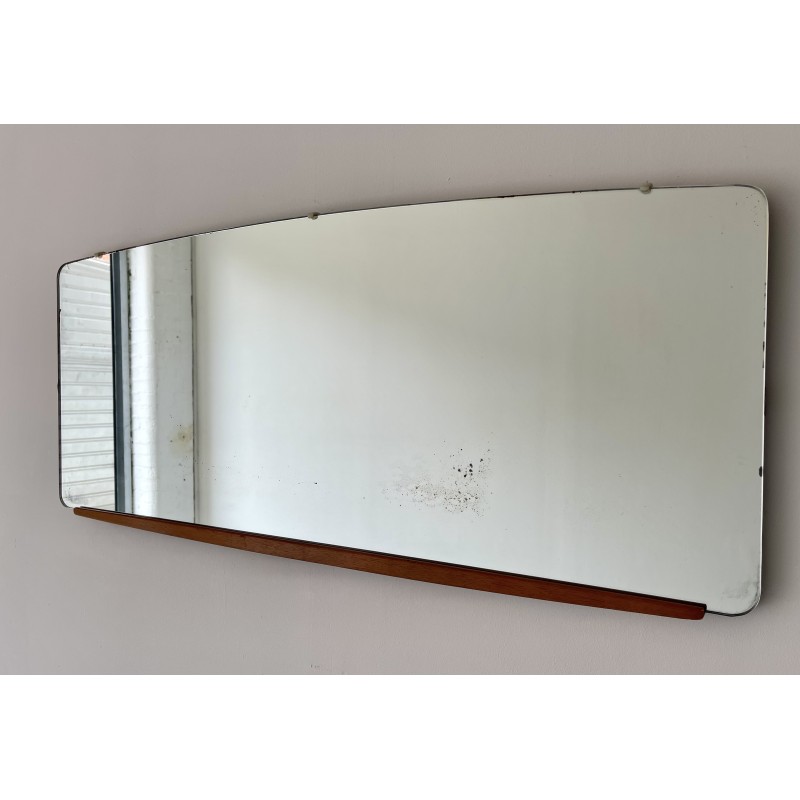 Vintage wall mirror with an arched top and teak frame, 1960