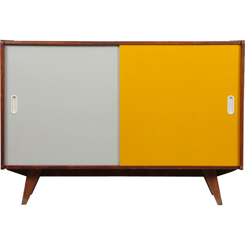 Vintage yellow and white model U-452 chest of drawers by Jiri Jiroutek for Interier Praha, Czechoslovakia 1960