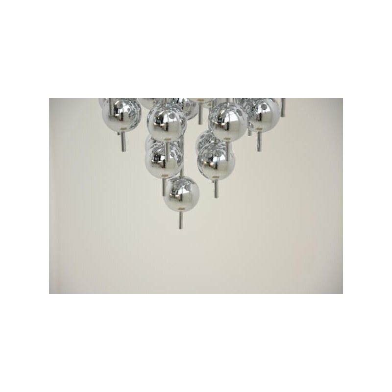 Silvery Scandinavian hanging lamp in chromium by Verner Panton - 1970s