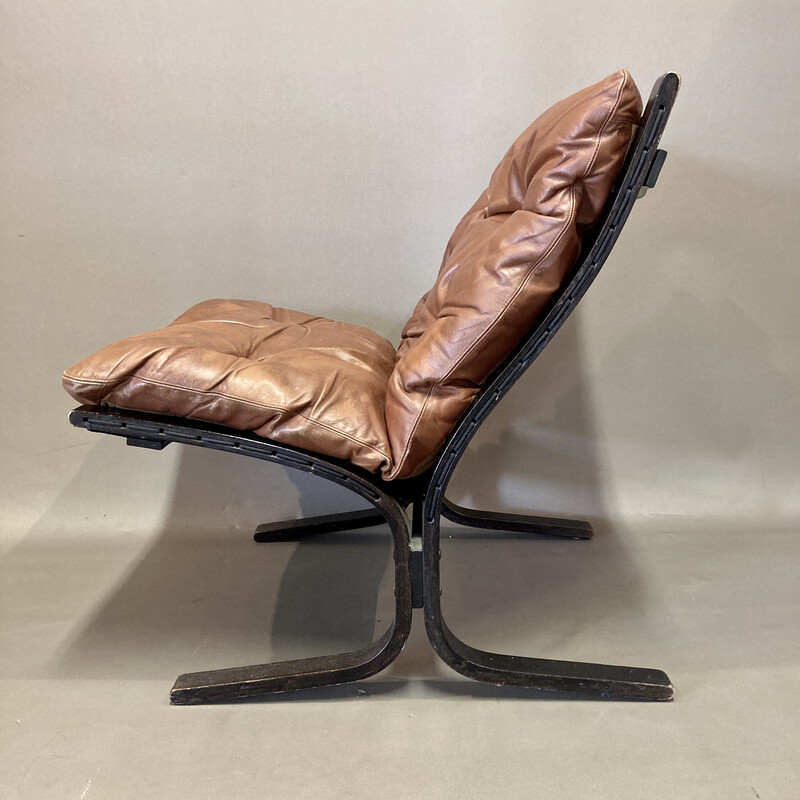 Vintage Siesta armchair in beech and leather by Ingmar Relling for Westnofa, 1960