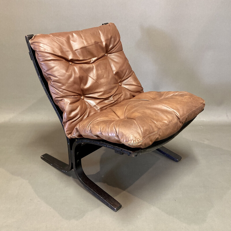 Vintage Siesta armchair in beech and leather by Ingmar Relling for Westnofa, 1960