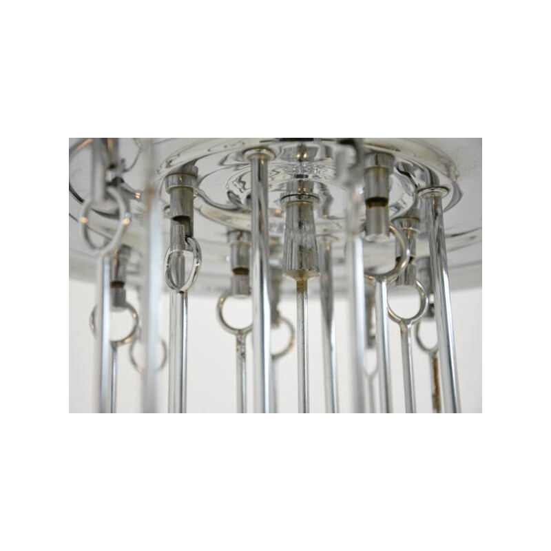 Silvery Scandinavian hanging lamp in chromium by Verner Panton - 1970s