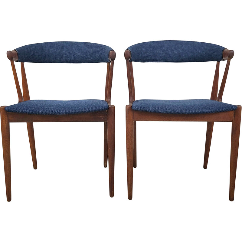 Vintage solid teak and fabric chairs by Johannes Andersen for Samcon, Denmark 1960