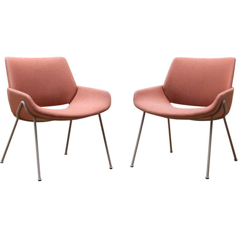 Monk vintage armchairs in stained metal and fabric for Prostoria