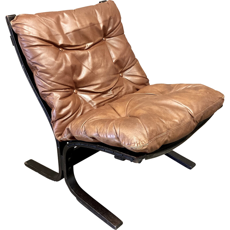 Vintage-Sessel Siesta aus Buchenholz und Leder von Ingmar Relling für Westnofa, 1960