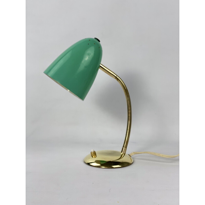 Vintage green Cocotte table lamp in brass, 1950