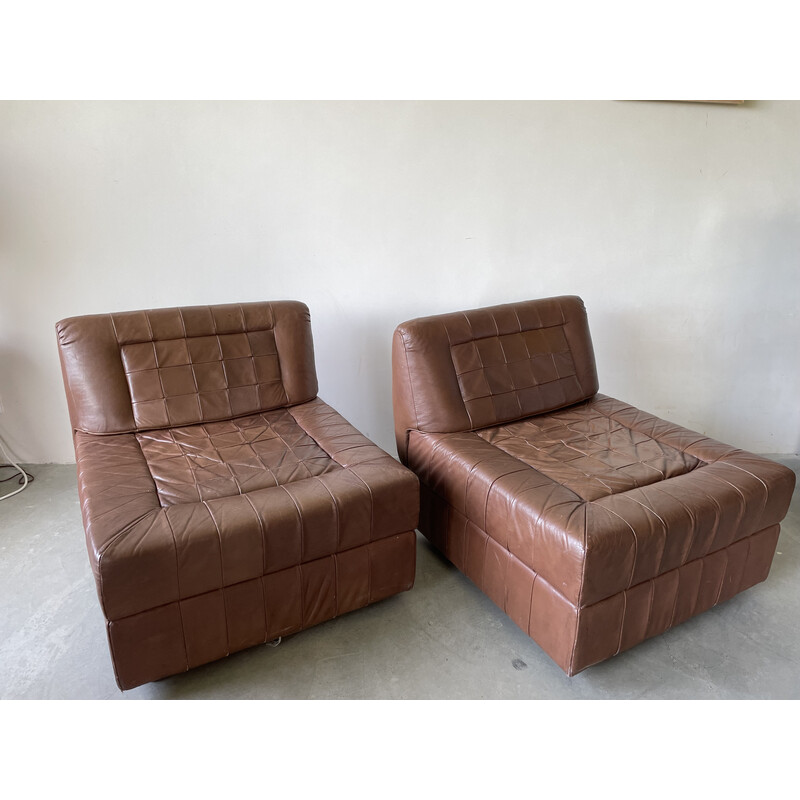 Pair of vintage brown leather armchairs by Percival Lafer, Brazil 1970