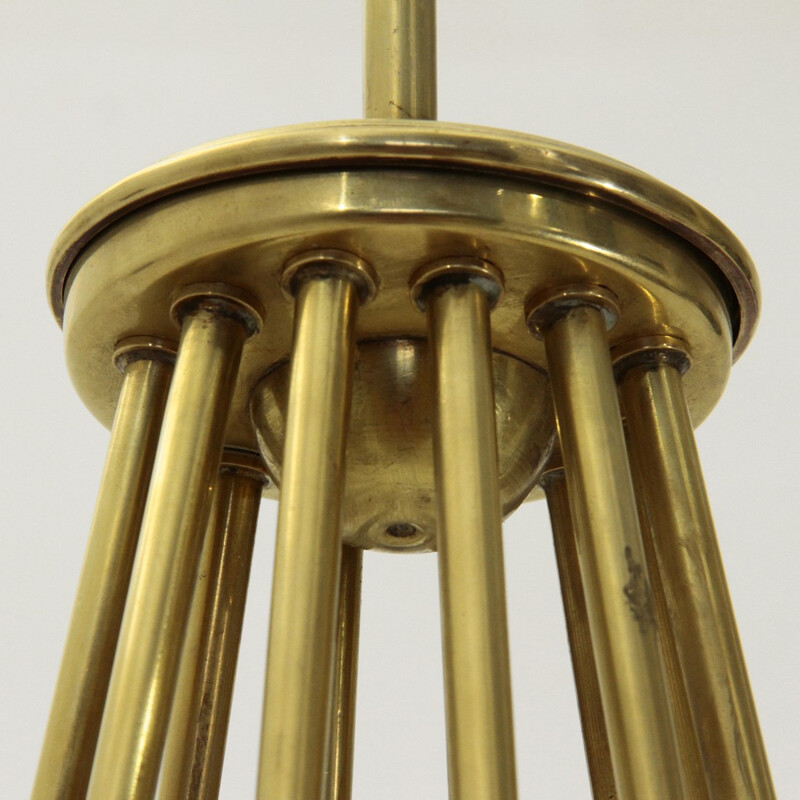 Italian brass and aluminium chandelier with twelve lights - 1950s