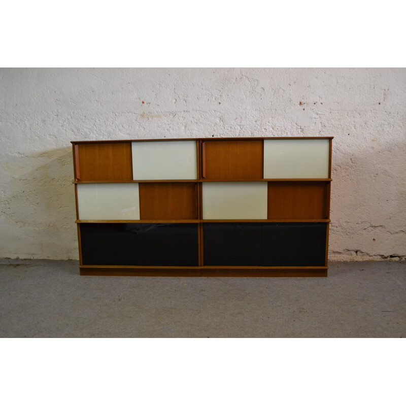 Storage furniture in oakwood and glass by Didier Rozaffy for Oscar - 1950s