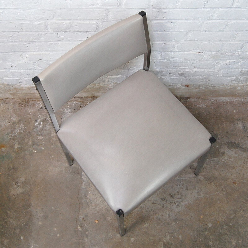 Cadeira vintage "Roma" em madeira e skai de Pierre Guariche para Meurop, 1964