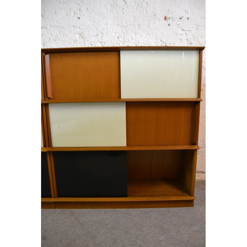 Storage furniture in oakwood and glass by Didier Rozaffy for Oscar - 1950s