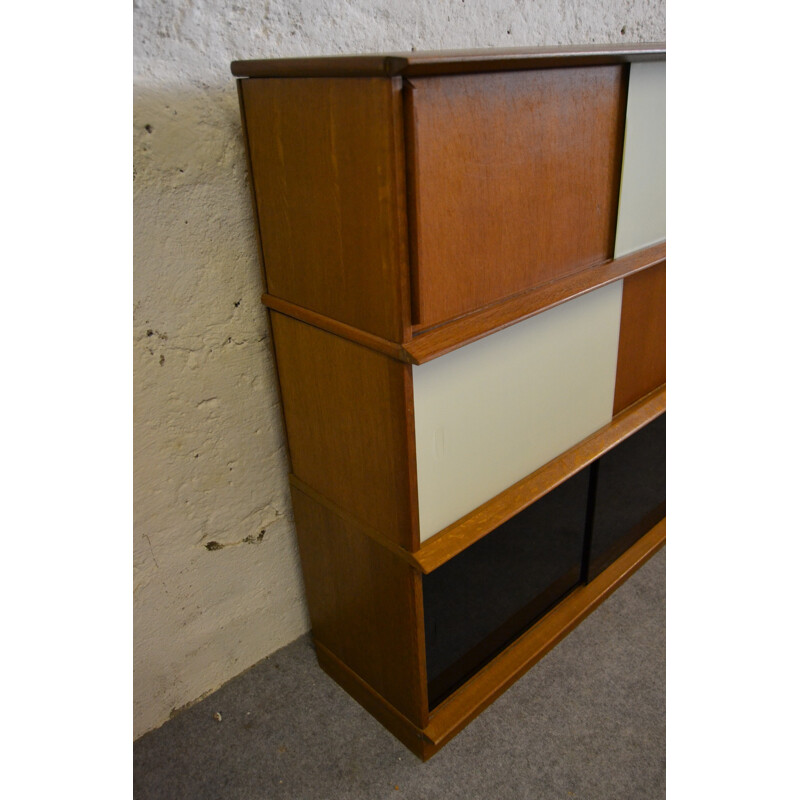 Storage furniture in oakwood and glass by Didier Rozaffy for Oscar - 1950s