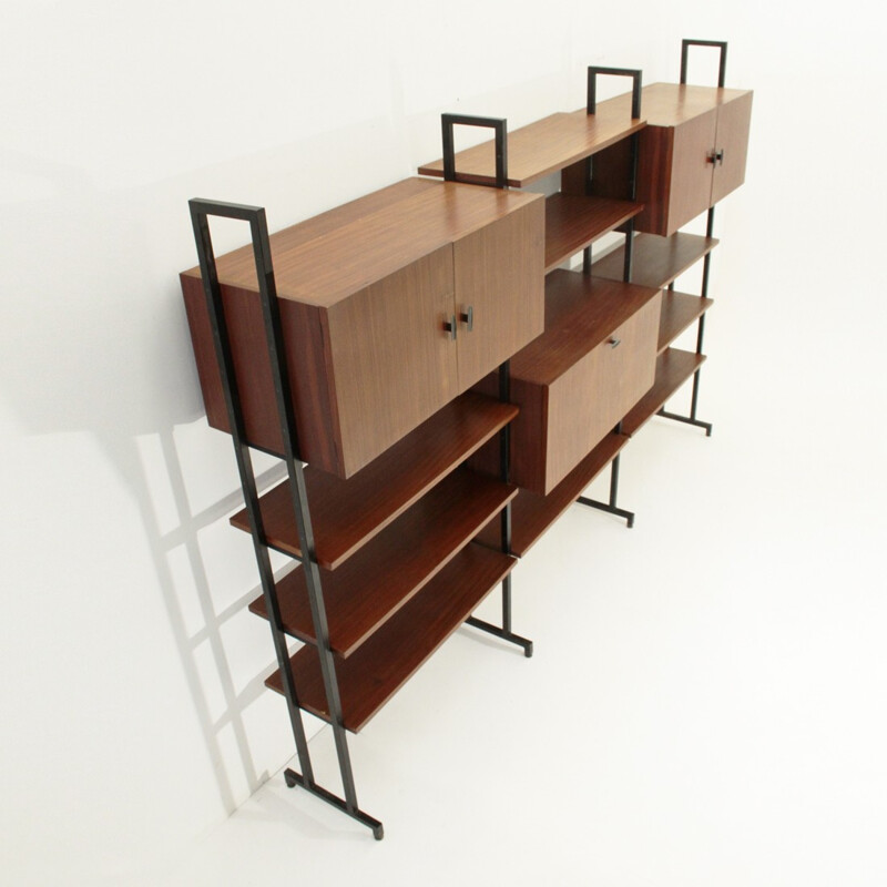 Italian wall unit with metal uprights - 1960s