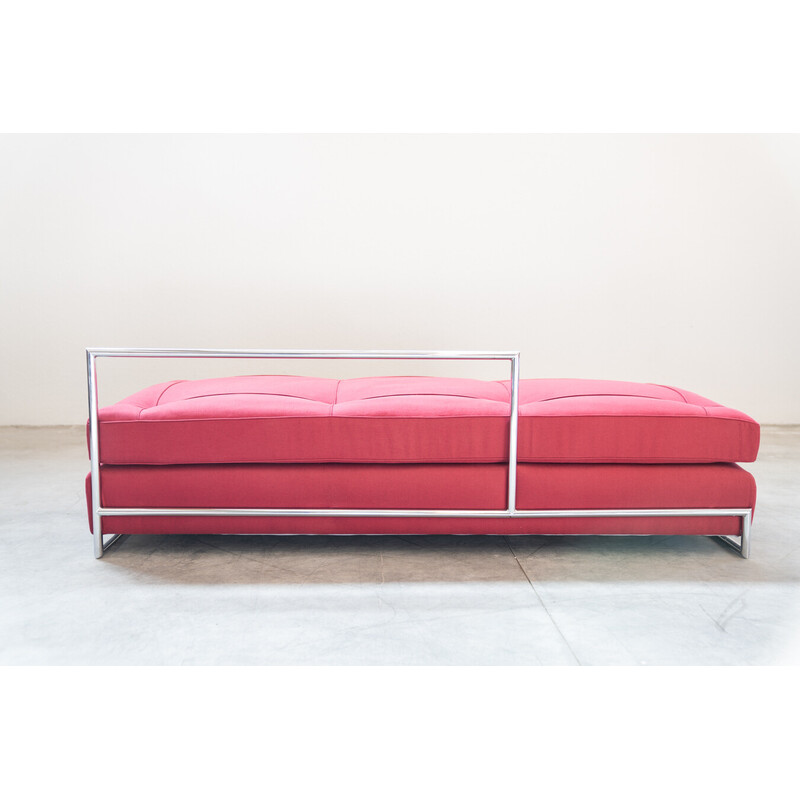 Vintage daybed in chromed steel tube and fabric by Eileen Gray for Collection Vereinigte Werkstatten, Germany 1990