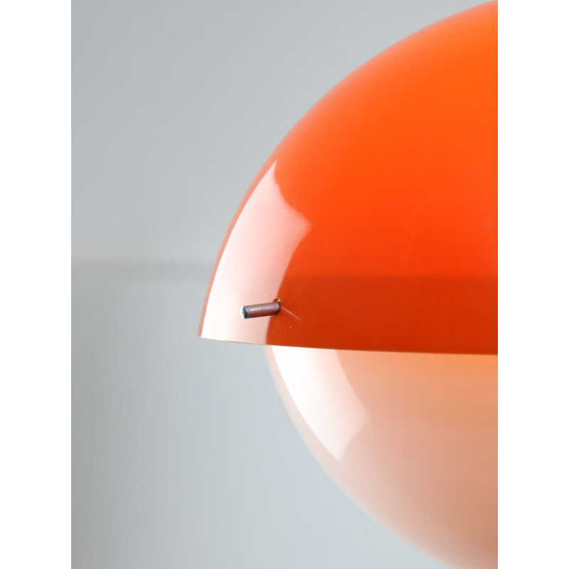 Vintage Space Age pendant lamp in orange plexiglass, Italy 1970