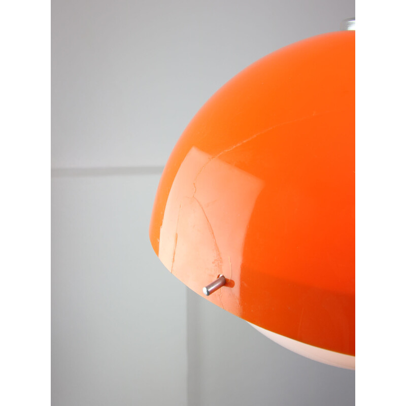 Vintage Space Age pendant lamp in orange plexiglass, Italy 1970