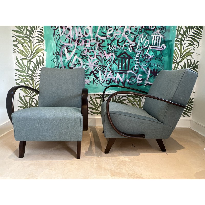 Pair of vintage bentwood armchairs by Jindrich Halabala, Czechoslovakia 1950