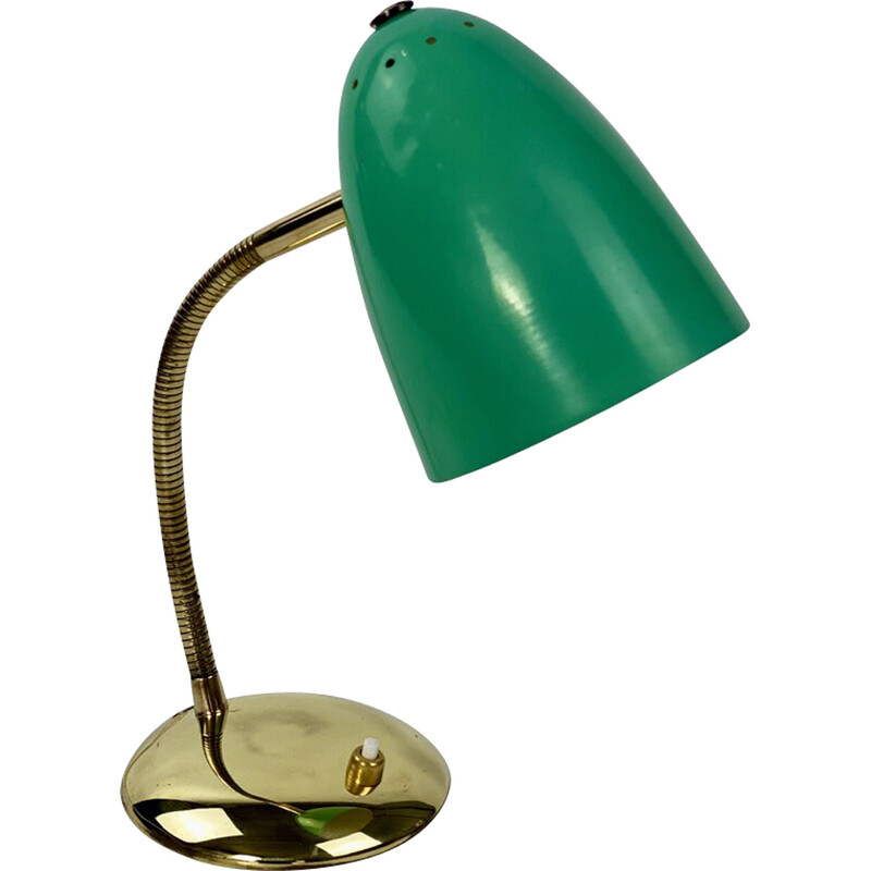 Lampada da tavolo Cocotte verte in ottone vintage, 1950