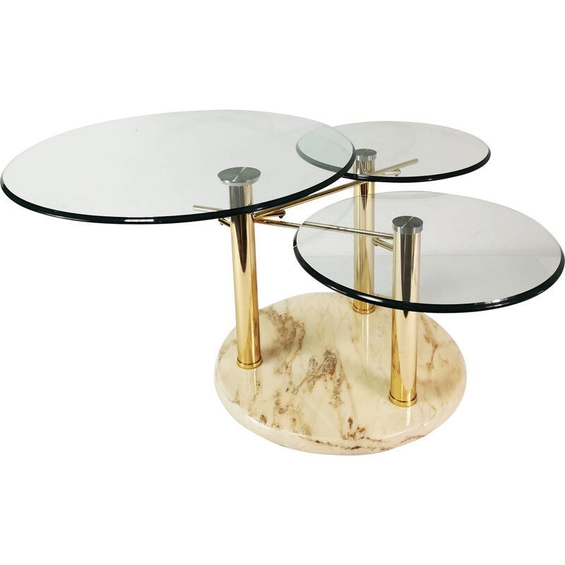 Vintage extendable marble and glass coffee table for Georg Appeltshauser, Germany 1990
