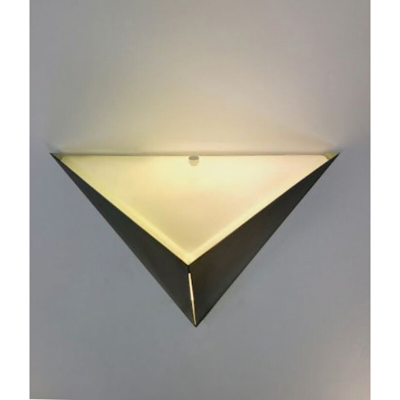 Vintage wall lamp in metal and opaline glass for Glashütte Limburg, Germany