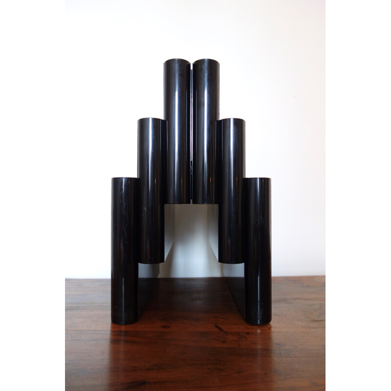 Portariviste black magazine rack in plastics by Giotto Stoppino for Kartell - 1970s