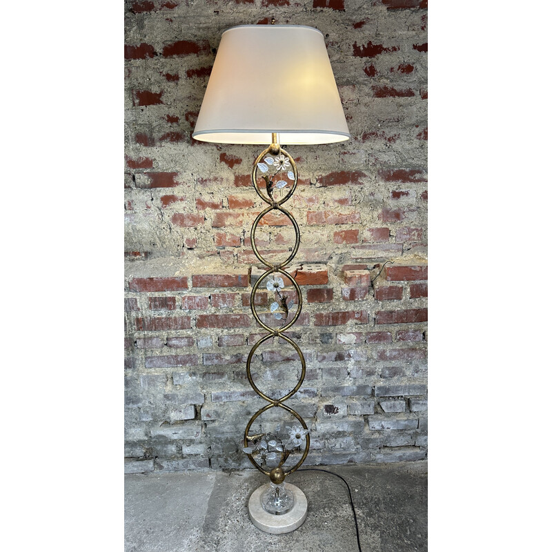 Vintage floor lamp in golden patinated wrought iron for La Maison Banci, Italy 1960