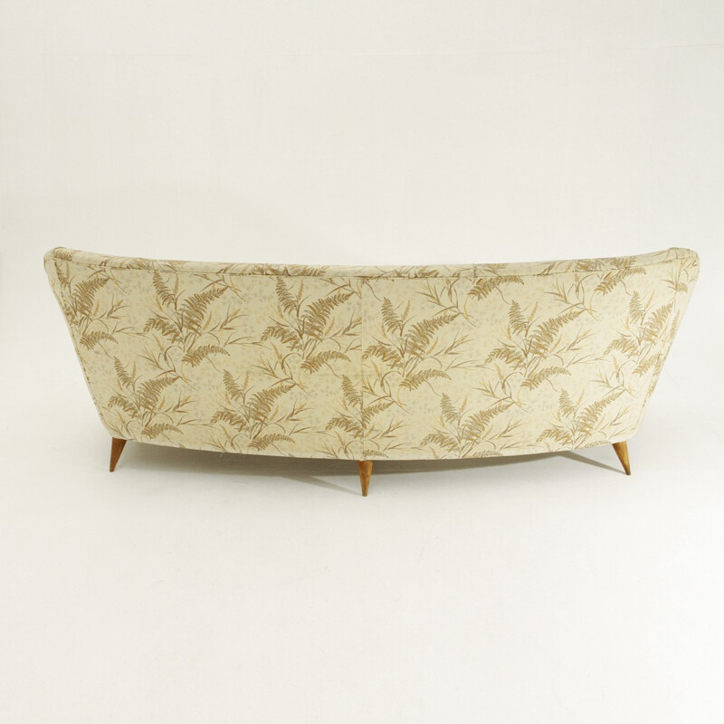 Mid century Italian sofa in fabric and wood with patterns - 1950s