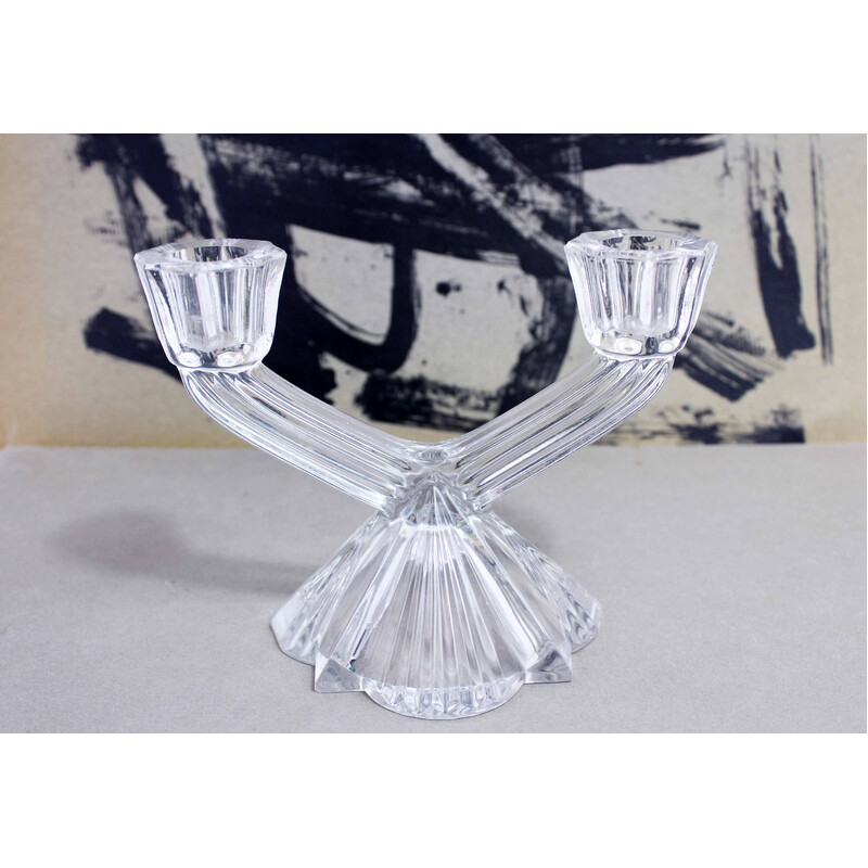 Par de castiçais de vidro Art Deco vintage