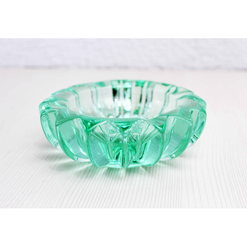 Vintage Art Deco crystal ashtray by Pierre d'Avesn, France 1930