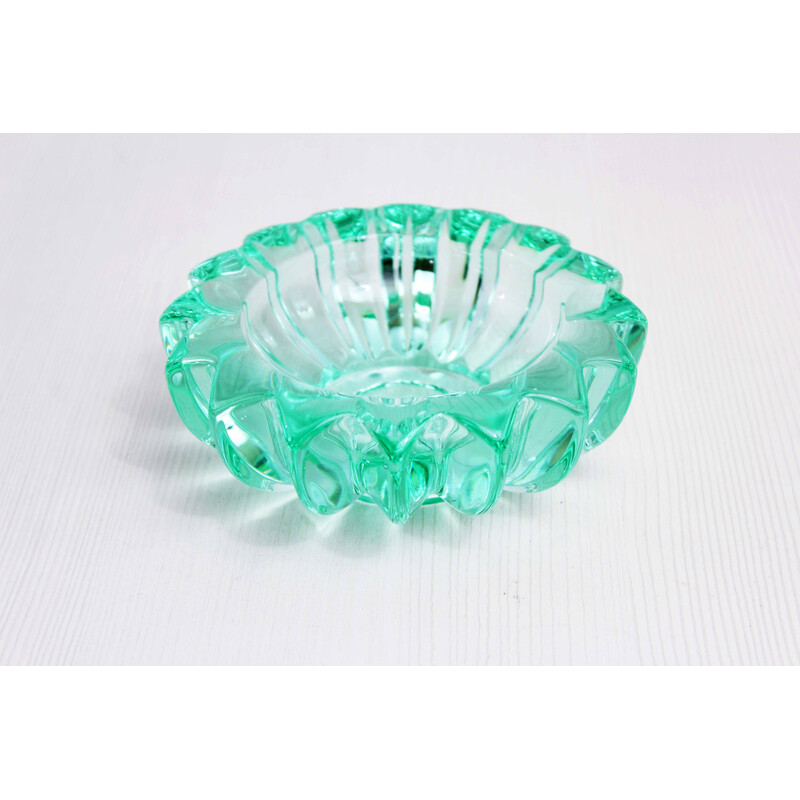 Vintage Art Deco crystal ashtray by Pierre d'Avesn, France 1930