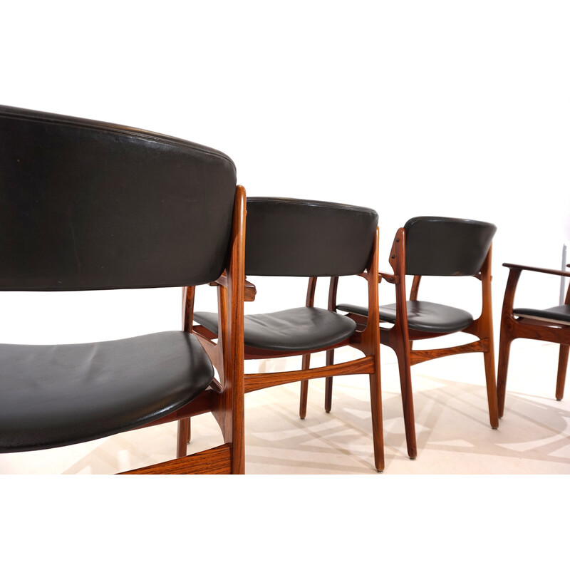 Conjunto de 4 cadeiras de jantar vintage modelo OD 50 em pau-rosa para Oddense Maskinsnedkeri, Dinamarca 1960