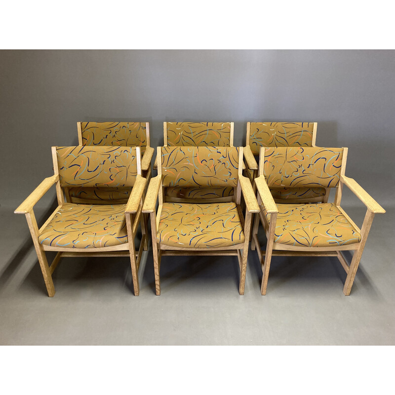 Set of 6 vintage solid oak armchairs by Hans Wegner for Getama, 1960