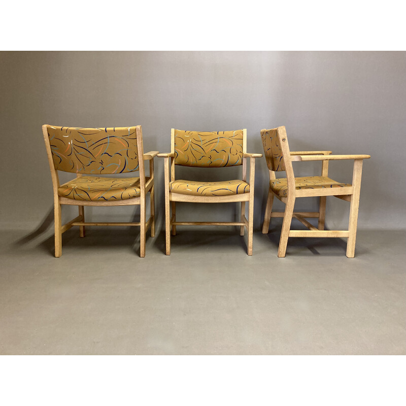Set of 3 vintage solid oak armchairs by Hans Wegner for Getama, 1960