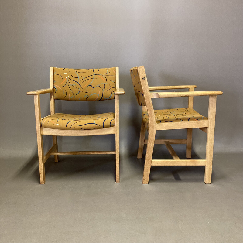 Pair of vintage solid oak armchairs by Hans Wegner for Getama, 1960