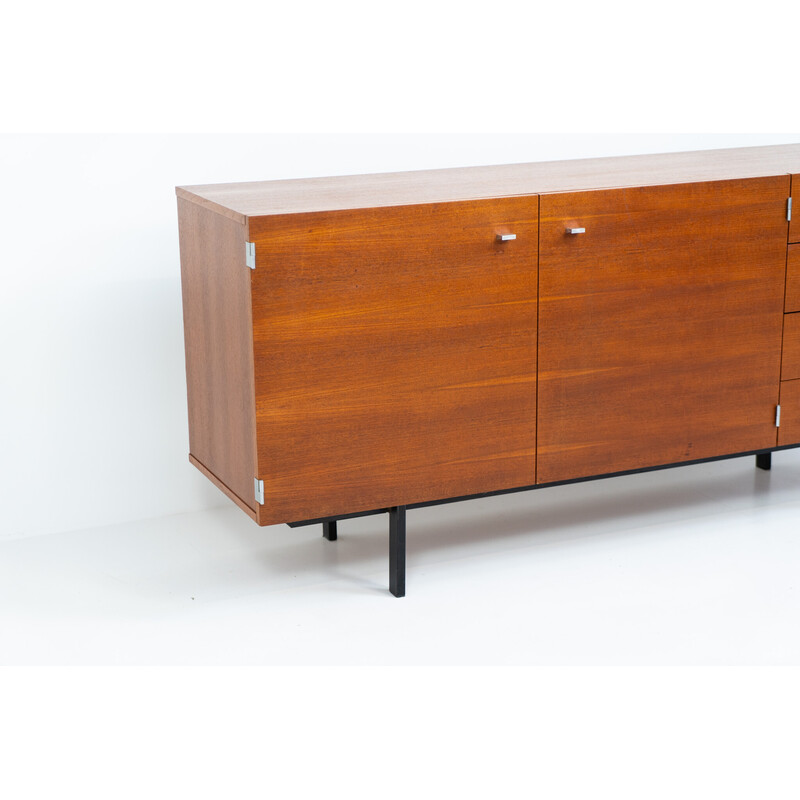 Vintage sideboard model 1864 in black lacquered metal and aluminum by Pierre Guariche for Meurop, Belgium 1960
