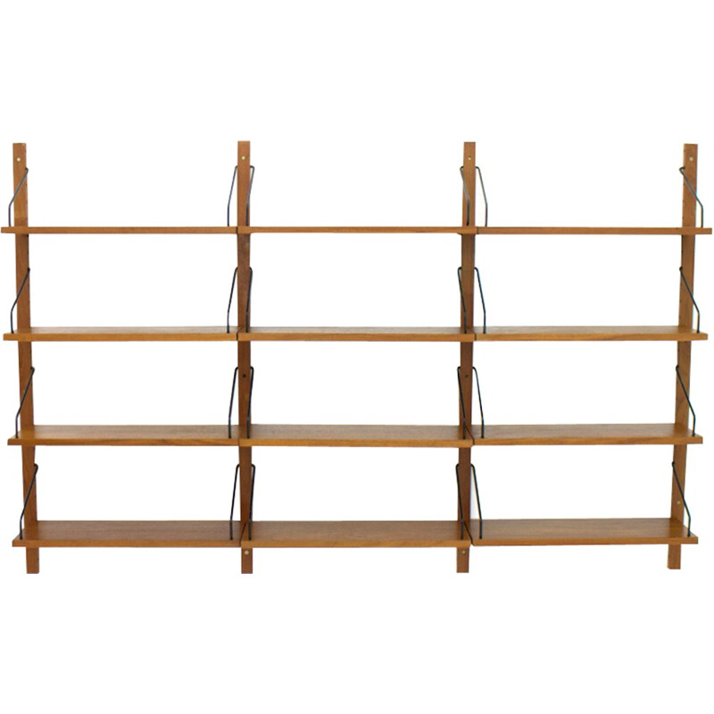 Teak wall shelving unit by Poul Cadovius - 1960s