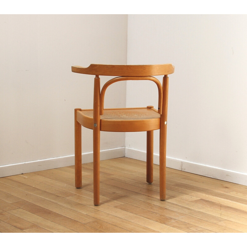 Set of 4 vintage bistro chairs in varnished beech wood