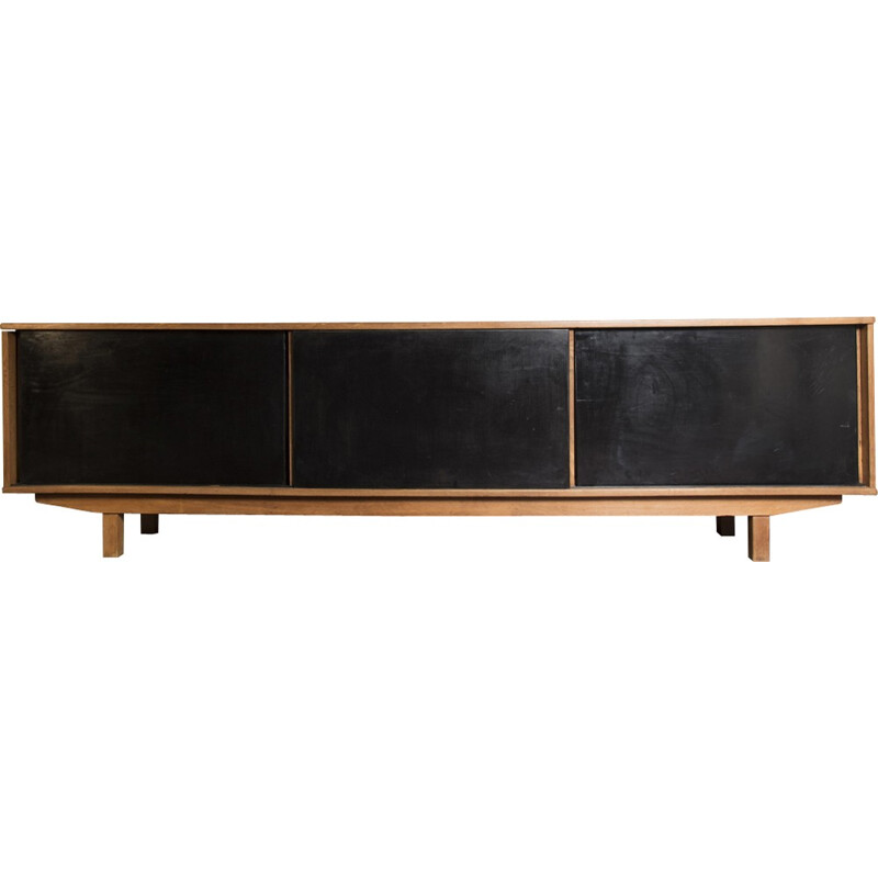 Wooden black sideboard by Jean Domps - 1950s