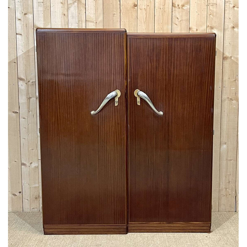 Vintage Art Deco mahogany wardrobe that can be dismantled into 2 parts, 1930