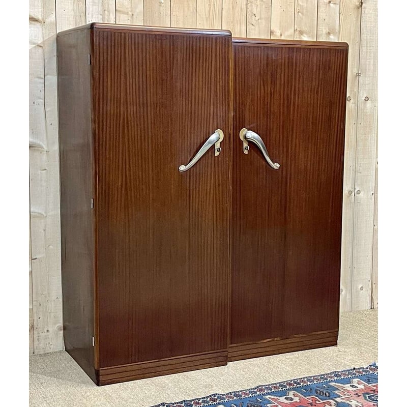 Vintage Art Deco mahogany wardrobe that can be dismantled into 2 parts, 1930
