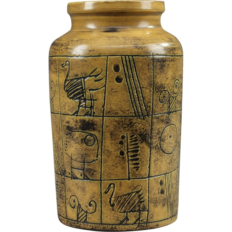 Vase cylindrique en céramique émaillé de Jacques Blin - 1950