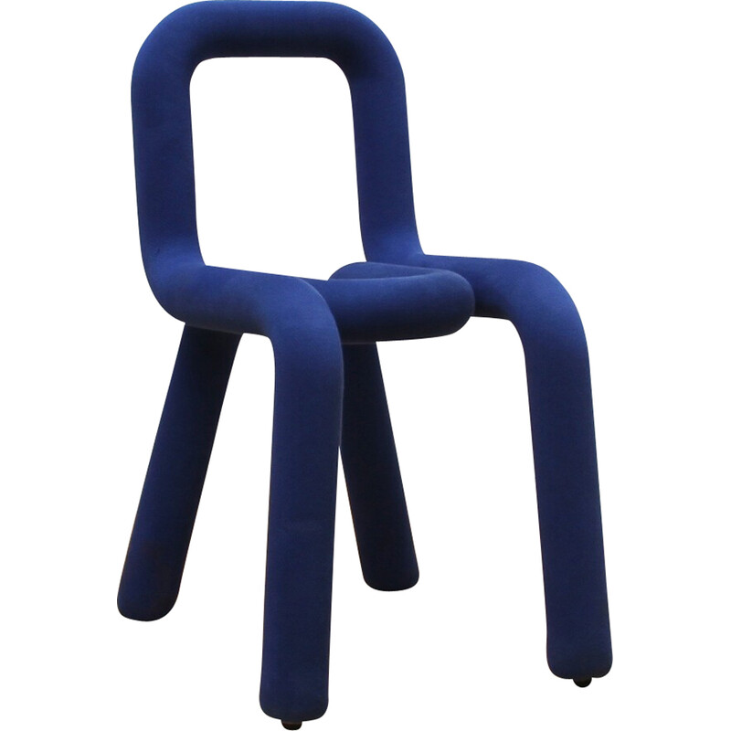 Vintage Mustache Bold chair in metal and blue fabric for Big-Game