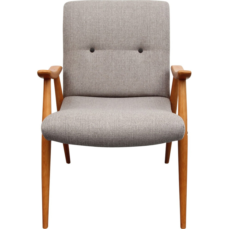 Mid-century beechwood grey easy chair - 1950s