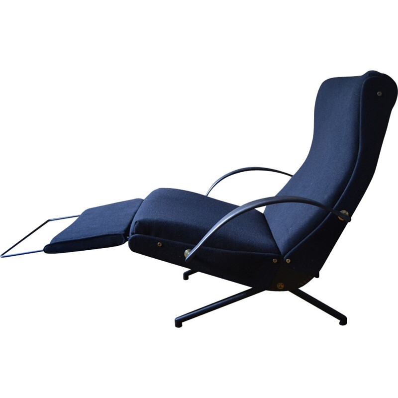 Black Italian armchair model P40 by Osvaldo Borsani in fabric and metal - 1950s